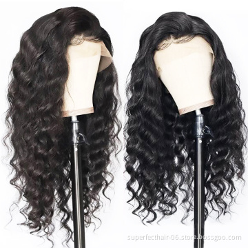Cuticle Aligned Virgin Indian Hair Raw Unprocessed Lace Frontal Wig Loose Deep Wave For Black Women Human Hair Lace Front Wigs
